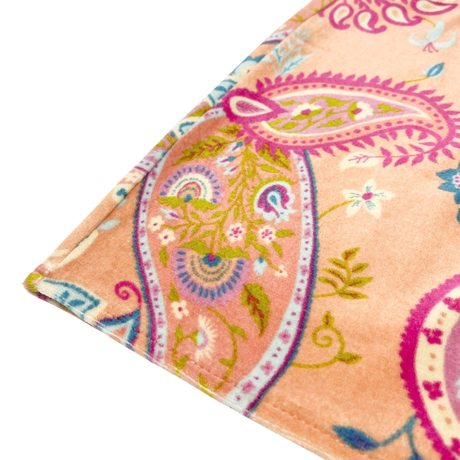 Christian Dior Vintage Velour Dress #40 One-Piece Paisley Ribbon Pink Cotton