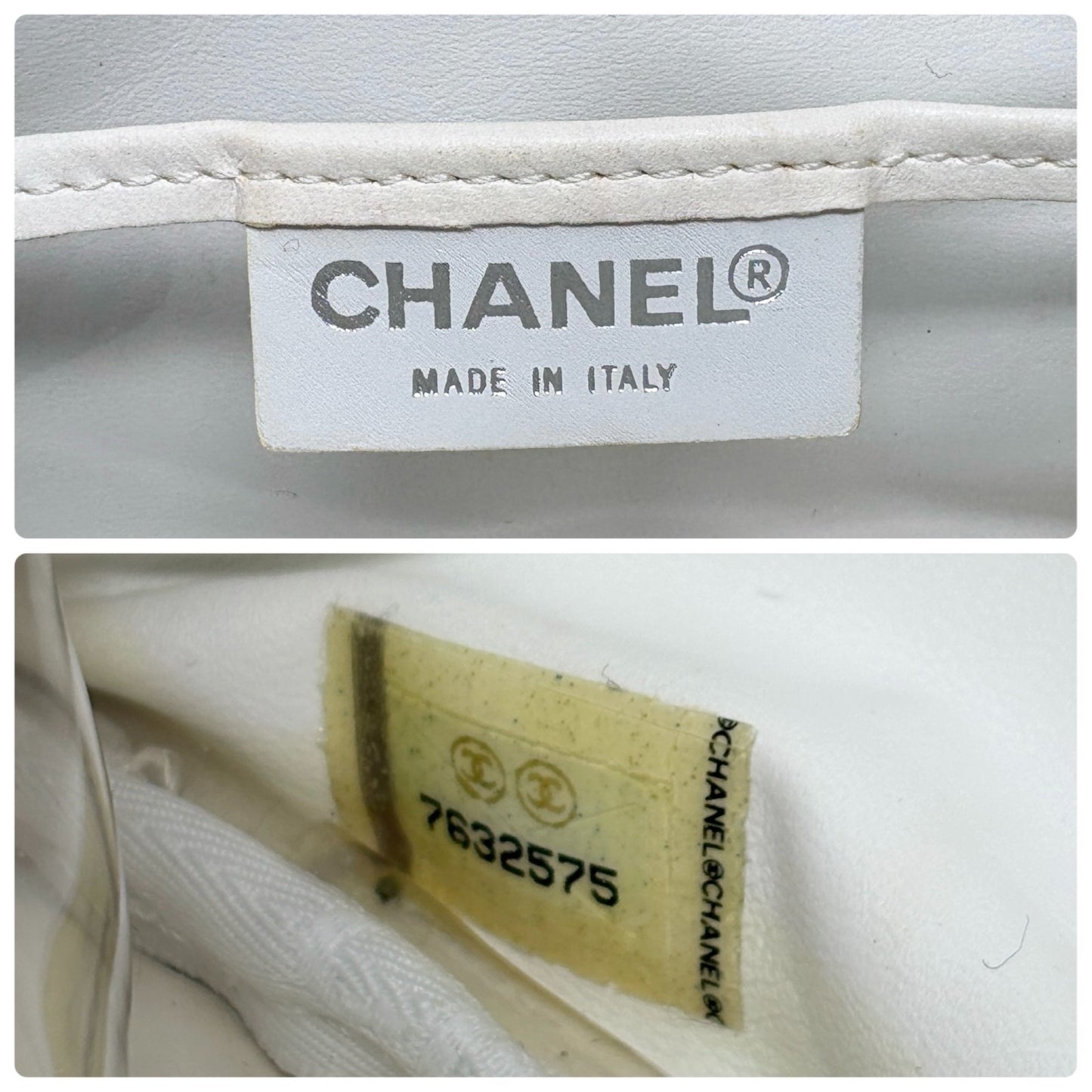 CHANEL Vintage CC Logo Terry Cloth Chain Shoulder Bag Blue White 901828
