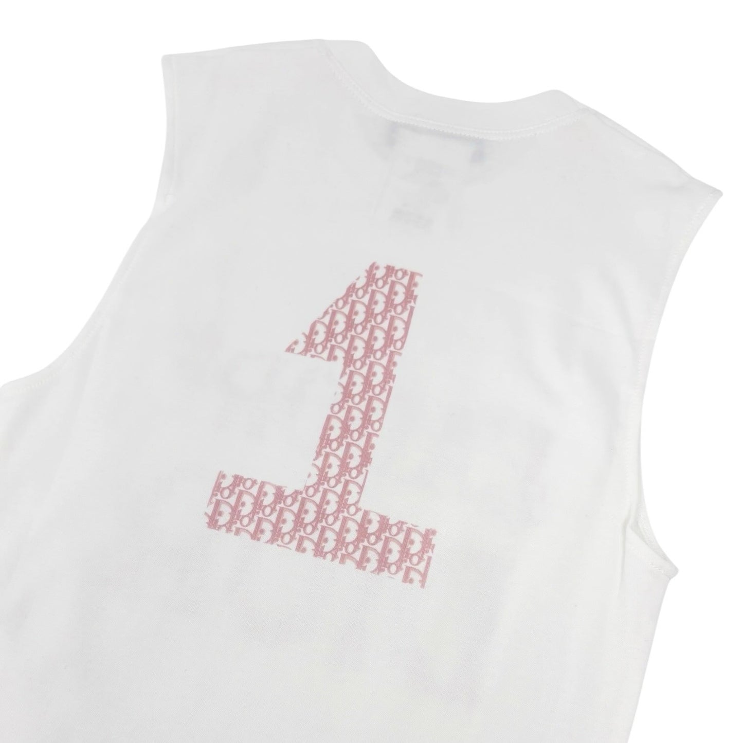 Christian Dior Vintage 2004 J'ADORE Logo Trotter Tank Top #36 White Pink