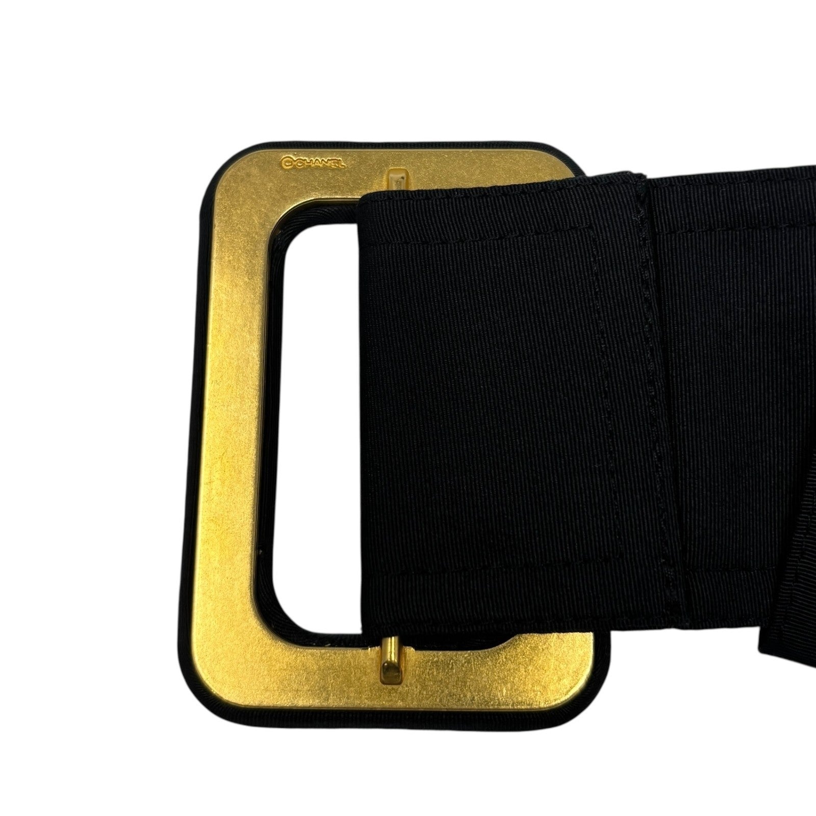 CHANEL Vintage CC Mark Logo Trench Coat Button Pocket Black Gold Silk