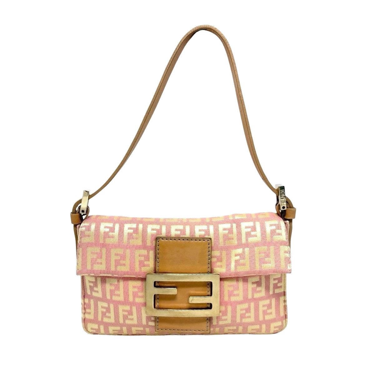 FENDI Vintage Zucchino Mamma Baguette Mini Bag Pochette Pink Beige 901893