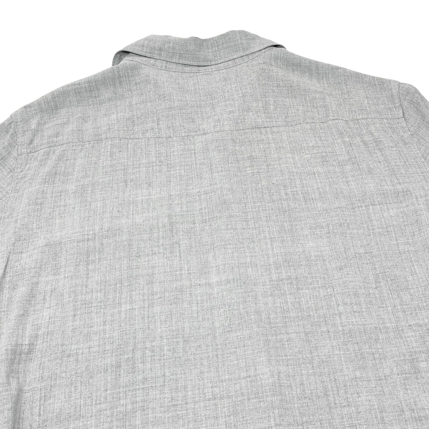 CHANEL Vintage 99P CC Logo Button Up Shirt #42 Blouse Top Pocket Gray Rayon
