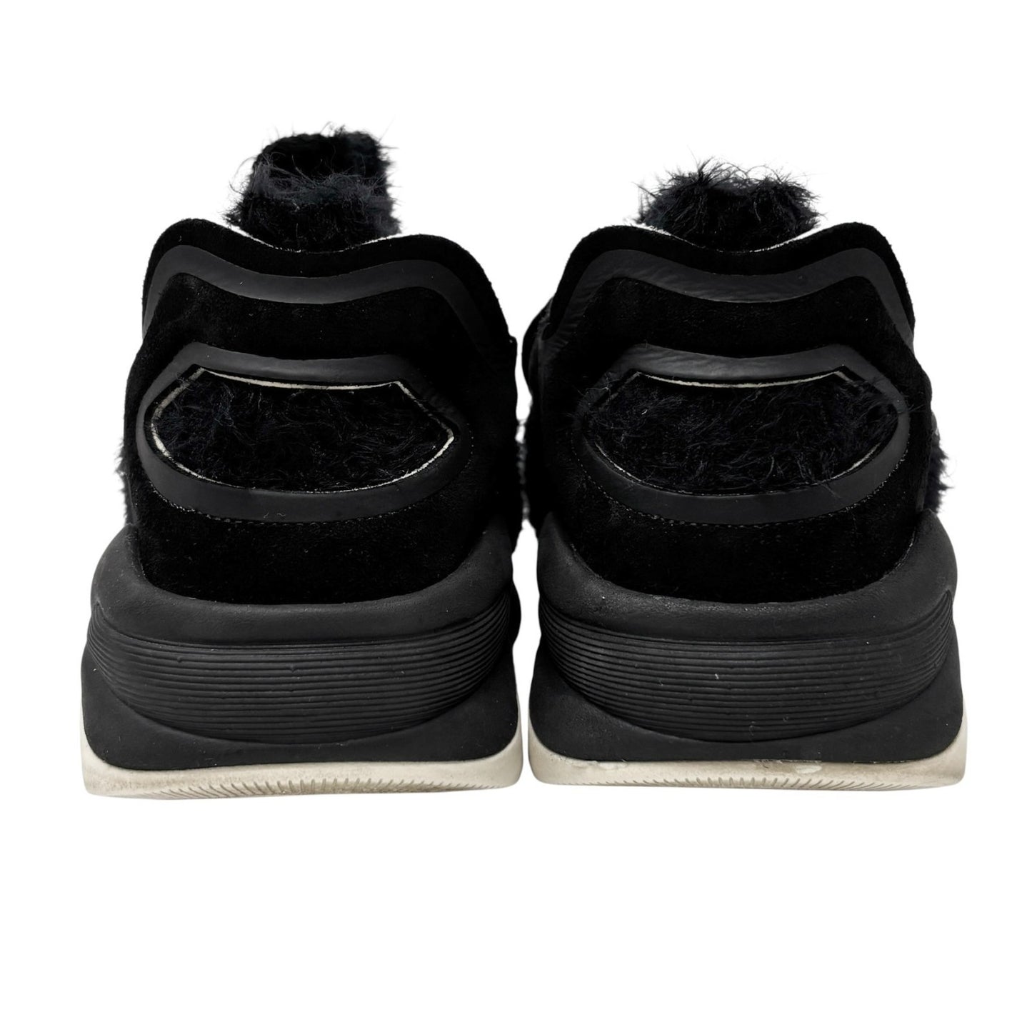 CHANEL Vintage G35202 CC Logo Socks Sneakers #37 Shoes Black White Suede
