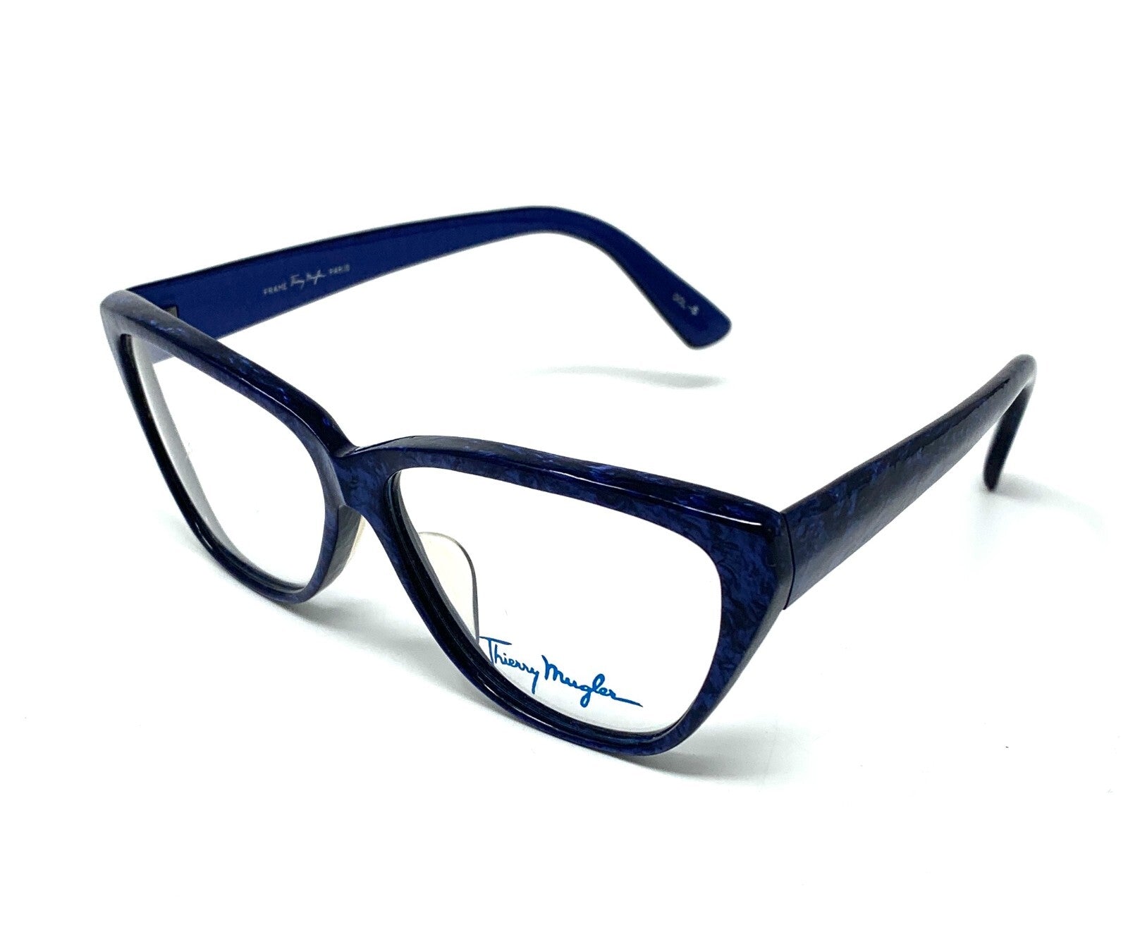 THIERRY MUGLER Vintage Logo Sunglass Shades Accessory Marble Pattern Blue RankAB