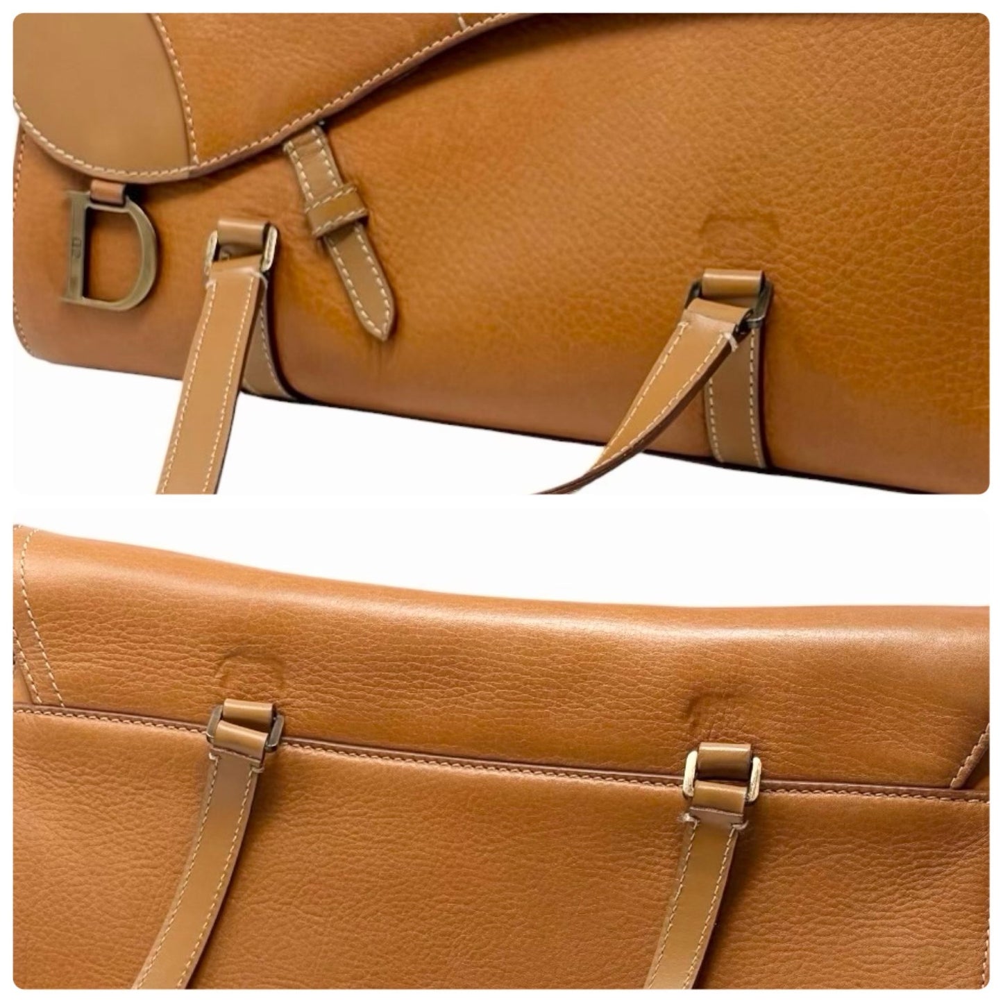 Christian Dior Vintage 2003 Saddle Shoulder Bag D Charm Brown Leather 902447
