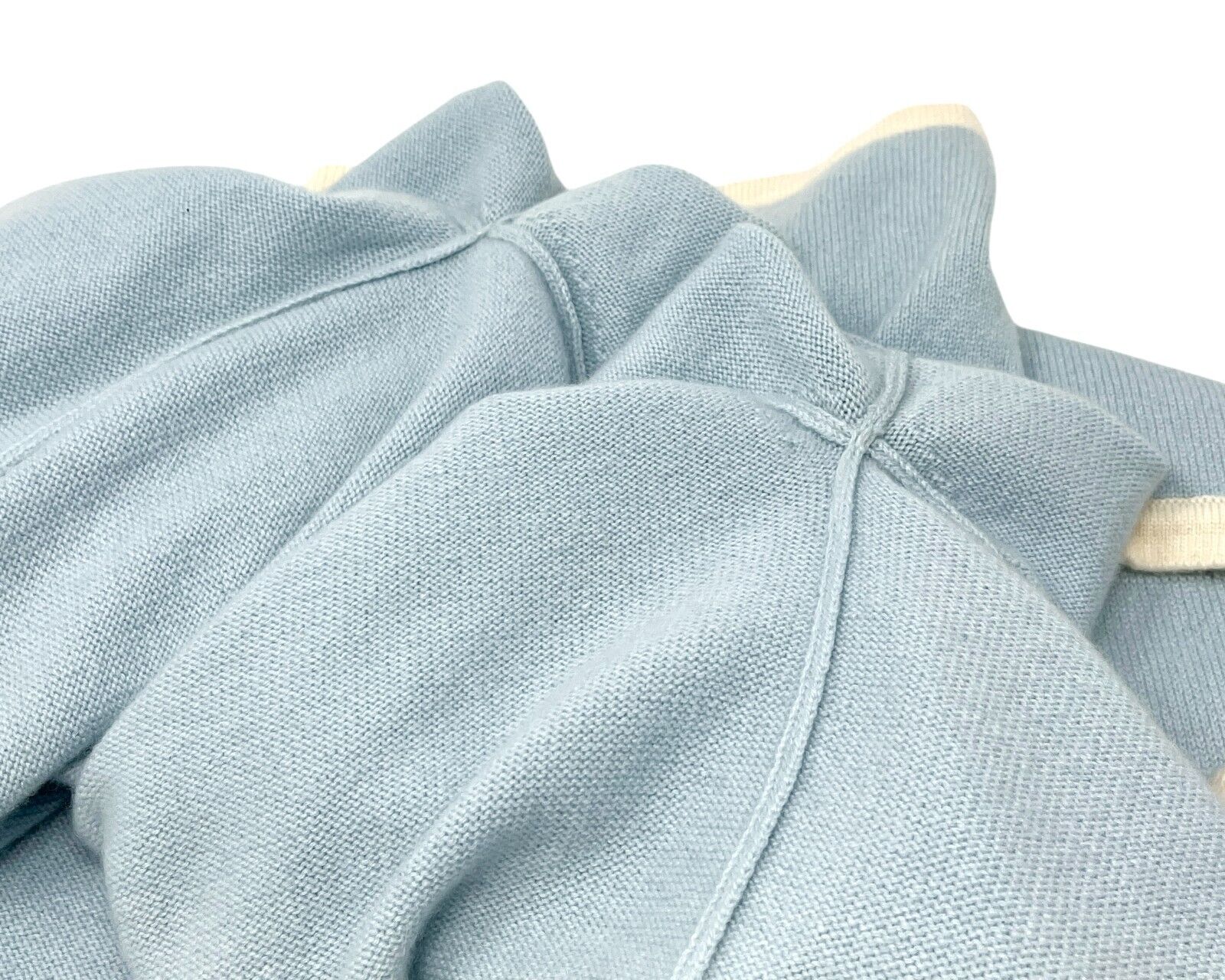 CHANEL Vintage 96C CC Logo Knit Cardigan #40 Sweater Light Blue Cashmere