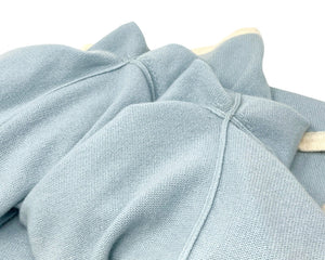 CHANEL Vintage 96C CC Logo Knit Cardigan #40 Sweater Light Blue Cashmere