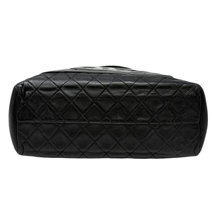 CHANEL Vintage Bic CC Logo Quilted Leather Hand Tote Bag Black Gold 902274