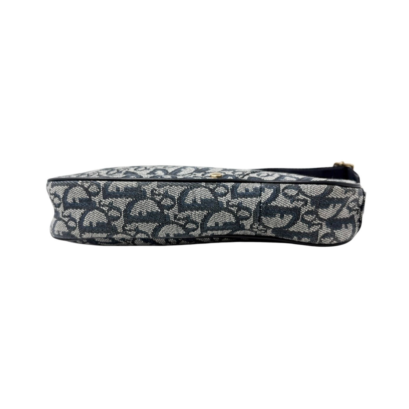 Christian Dior Vintage 2004 Trotter Monogram Saddle Bag Dark Blue Gold Canvas
