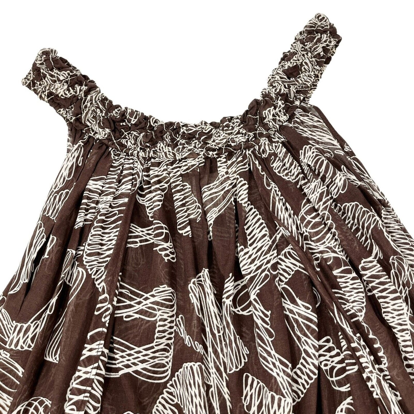 CHANEL Vintage 08P CC Mark Dress #42 One-piece See-through Brown Rank AB+