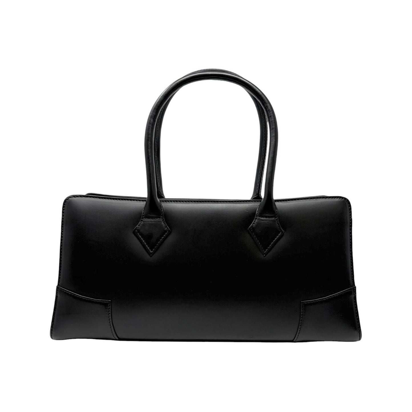 Vivienne Westwood Vintage Ord Logo Executive Tote Bag Black Leather 902058