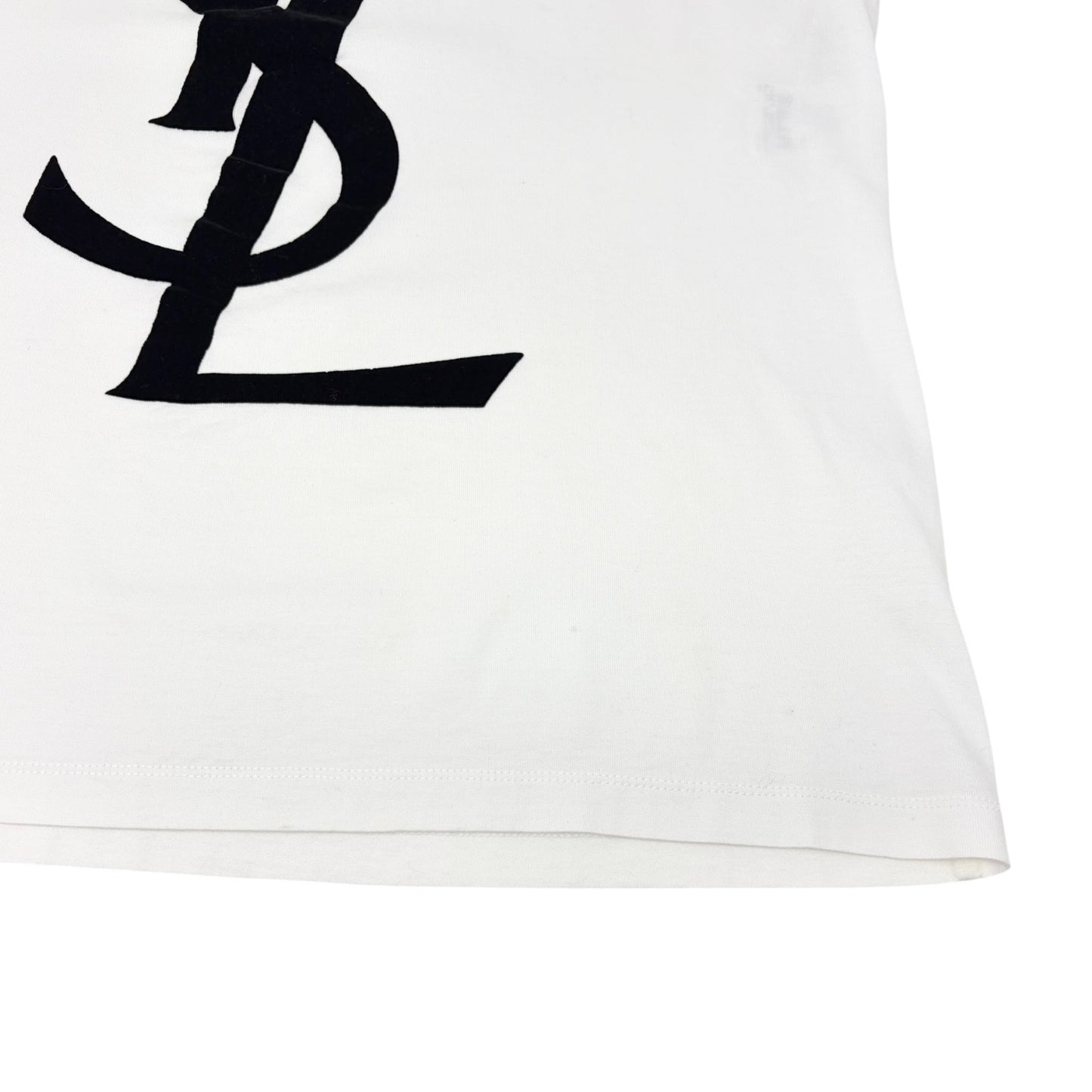 Yves Saint Laurent Vintage Logo Knit Top T-shirt #L White Black Cotton 902087