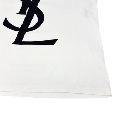 Yves Saint Laurent Vintage Logo Knit Top T-shirt #L White Black Cotton 902087