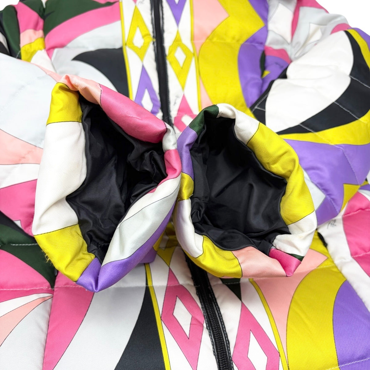 EMILIO PUCCI Vintage Geometric Print Puffer Jacket Coat #36 Multicolor 902812