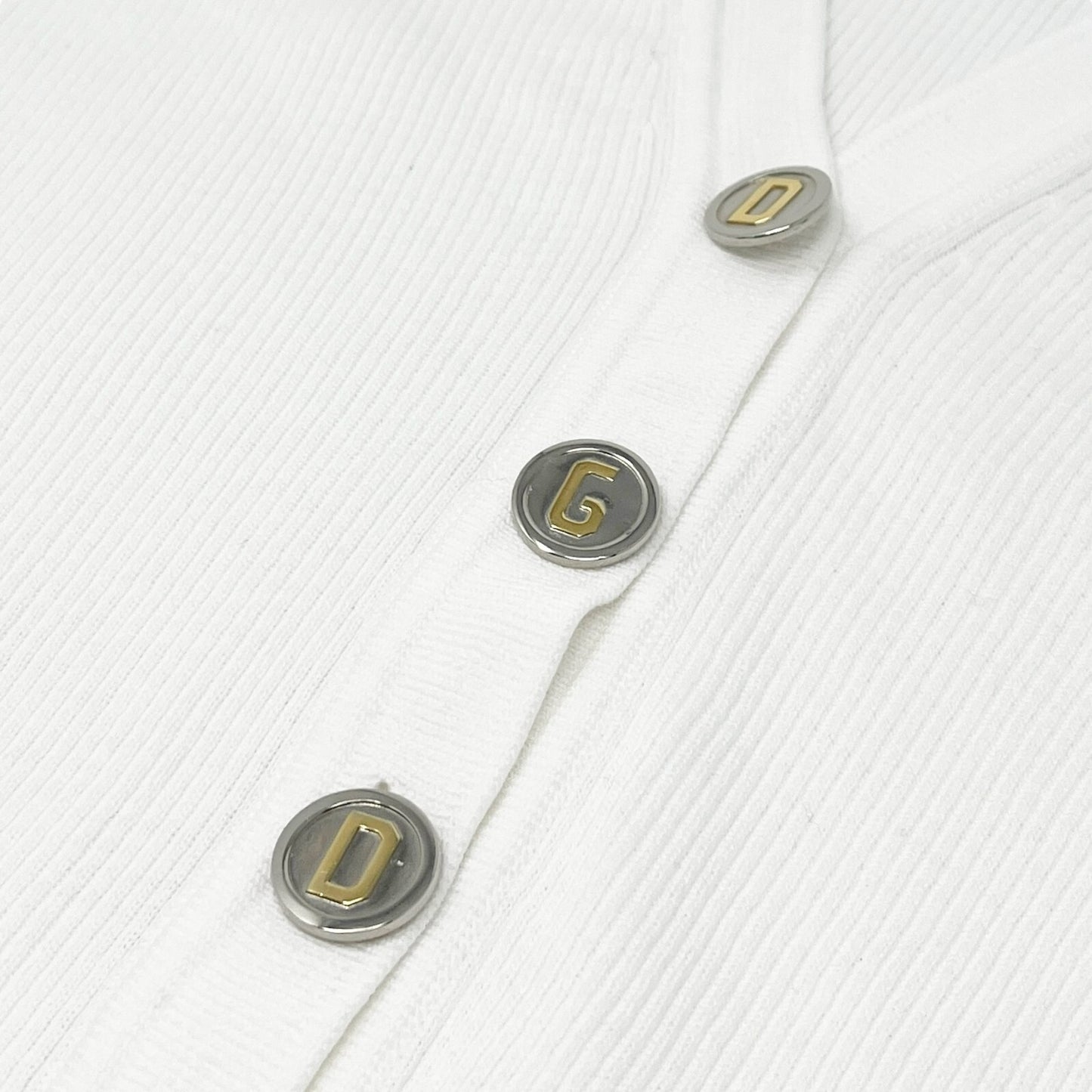 DOLCE&GABBANA Vintage Cardigan Sweater Button Rib V-neck White Cotton RankAB