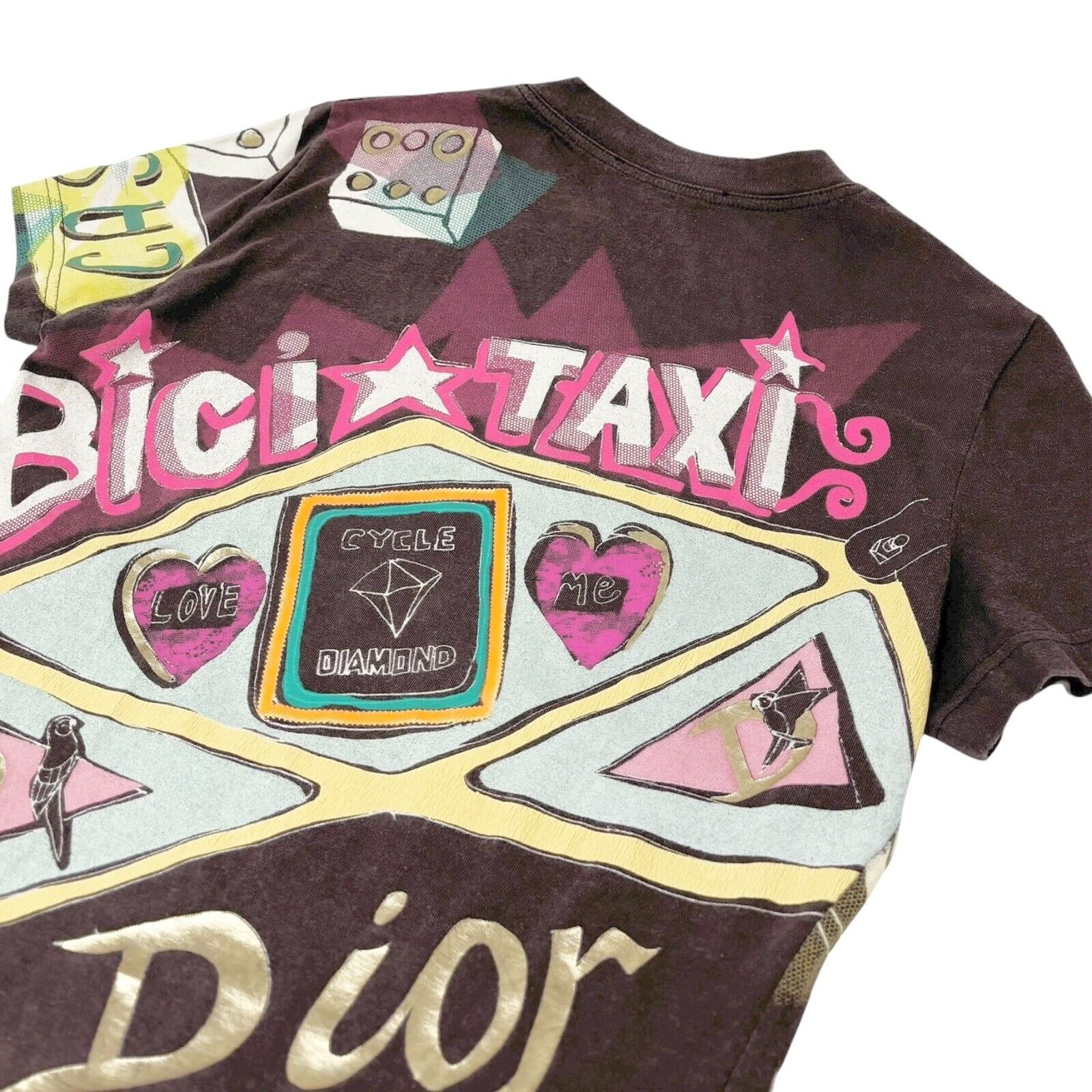 Christian Dior Vintage 2002 Taxi Print T-shirt Top #38 Multicolor Cotton Rank AB