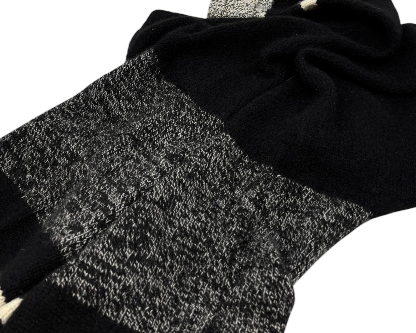 CHANEL Vintage 96A CC Logo Sweater #44 Knit Top Black Gray Cashmere Long Sleeve