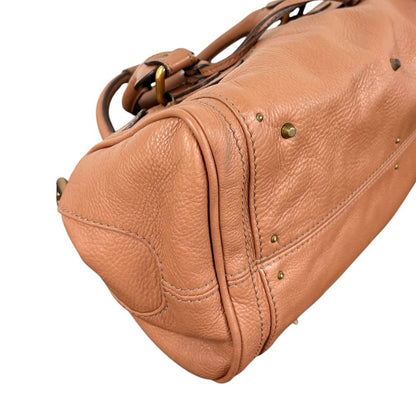 Chloe Vintage Paddington Padlock Key Boston Bag Leather Brown Gold 902318