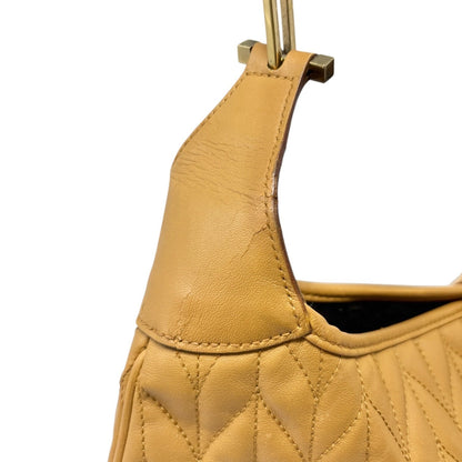 GUCCI Vintage Logo Quilted Chain Shoulder Bag Brown Gold Leather 902065