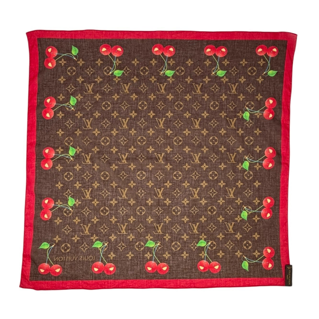 LOUIS VUITTON Vintage LV Monogram Cherry Scarf Wrap Takashi Murakami 902243