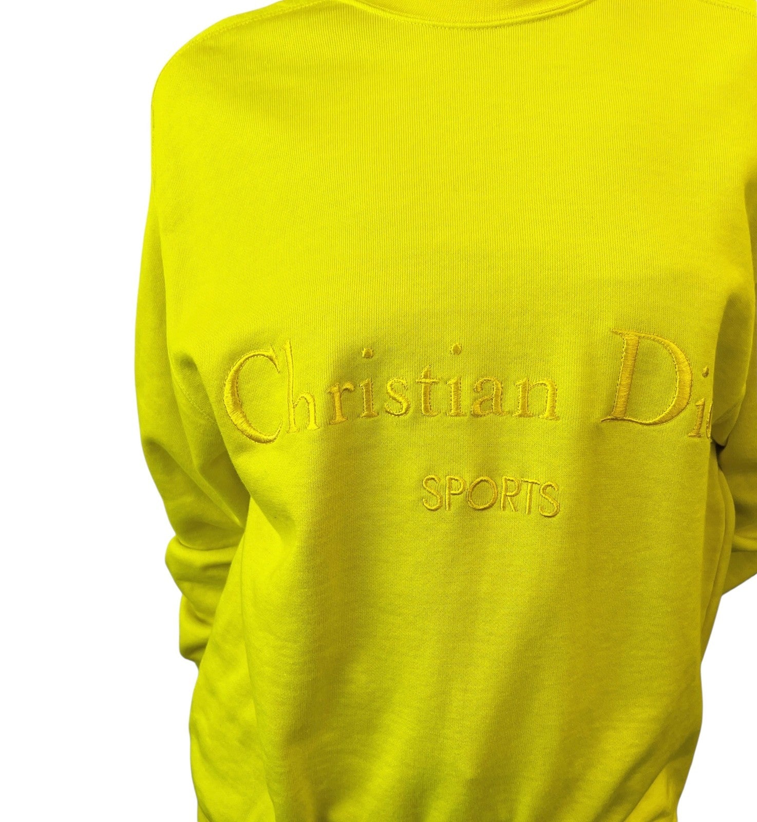 Christian Dior Sports Vintage Big Logo Sweatshirt Top #L Pullover Yellow Cotton