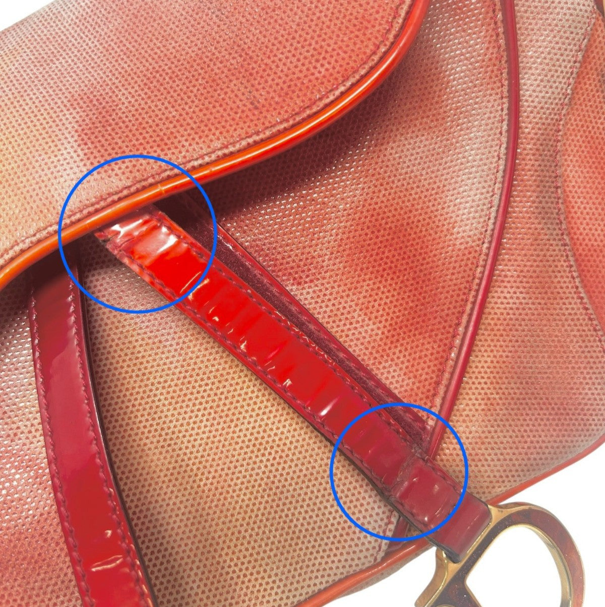 Christian Dior Vintage 2000 Double Saddle Shoulder Bag Red Gold Coated Suede
