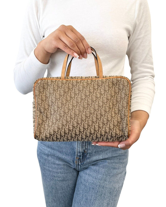 Christian Dior Vintage Trotter Monogram Logo Mini Bag Handbag Brown Canvas