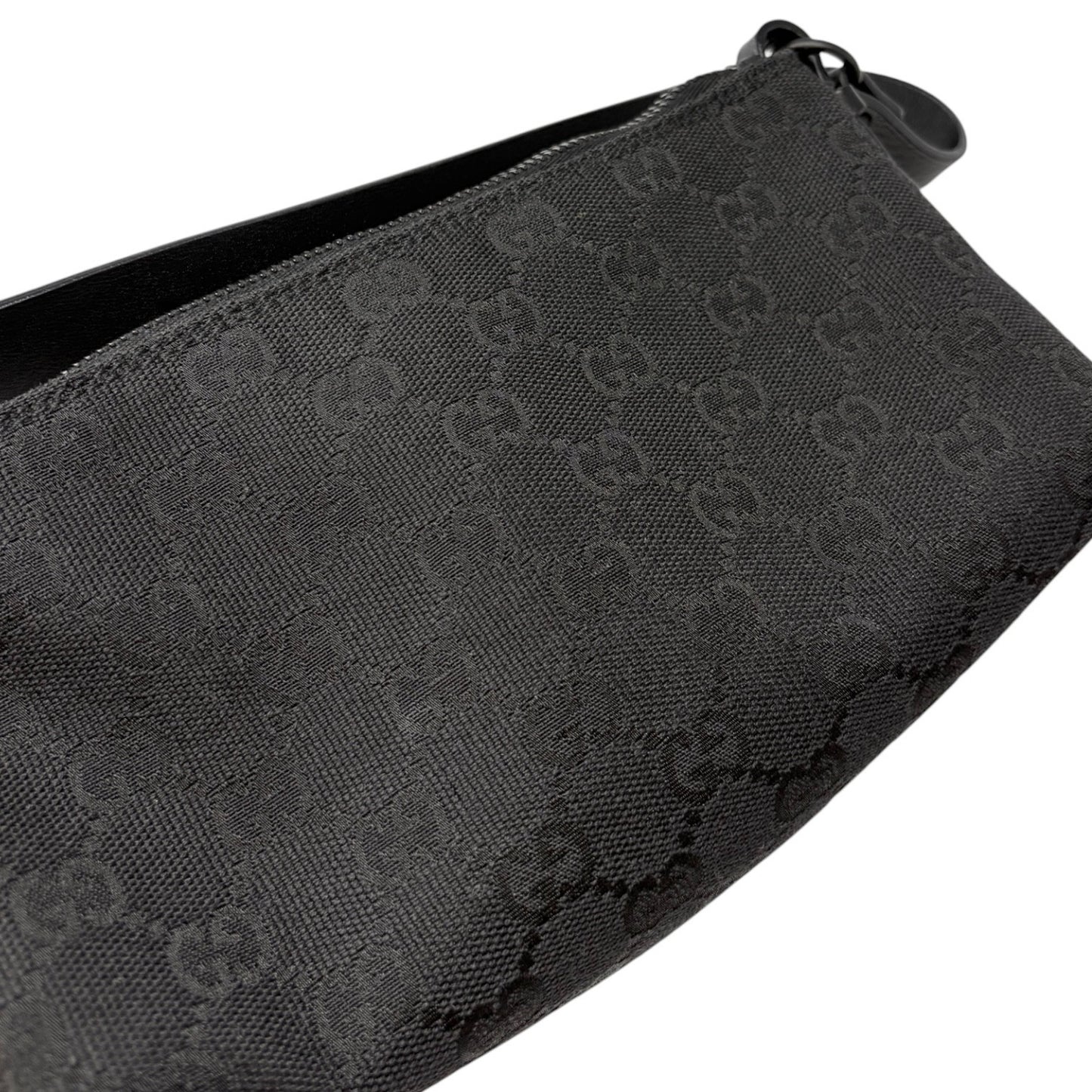 GUCCI Vintage GG Monogram Logo Canvas Mini Shoulder Bag Pochette Black 902092
