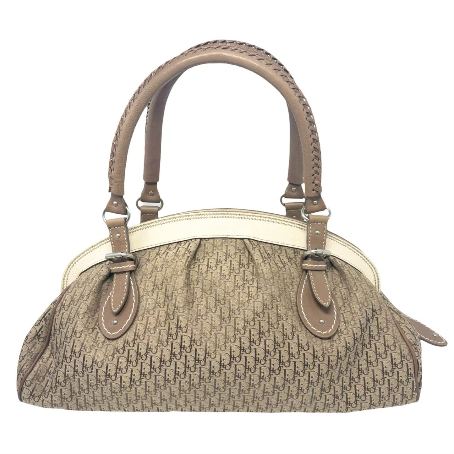 Christian Dior Vintage 2006 Trotter Monogram Shoulder Bag Beige Canvas 902543
