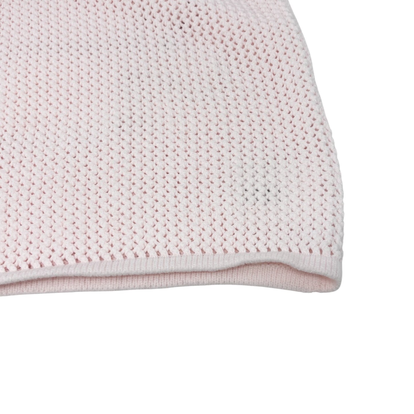 CHANEL Vintage 09C CC Logo Miami Tank Top #34 Knit Pink Black Rayon Crochet