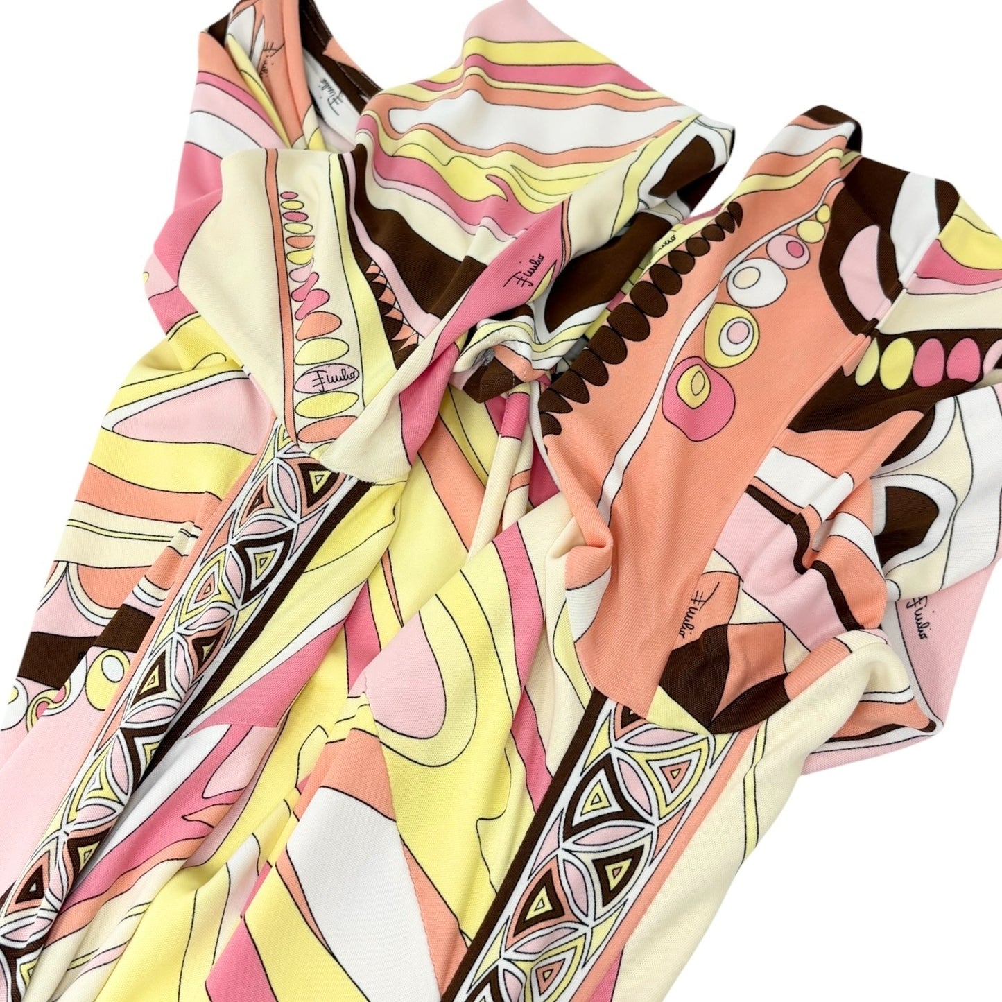 EMILIO PUCCI Vintage Multicolor Abstract Print Dress #38 Long Sleeve 902419