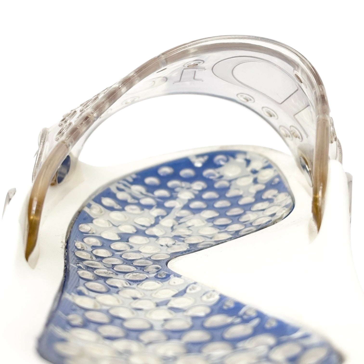 Christian Dior Vintage CD Logo Surf Chick Beach Sandals #38 White Blue Rubber