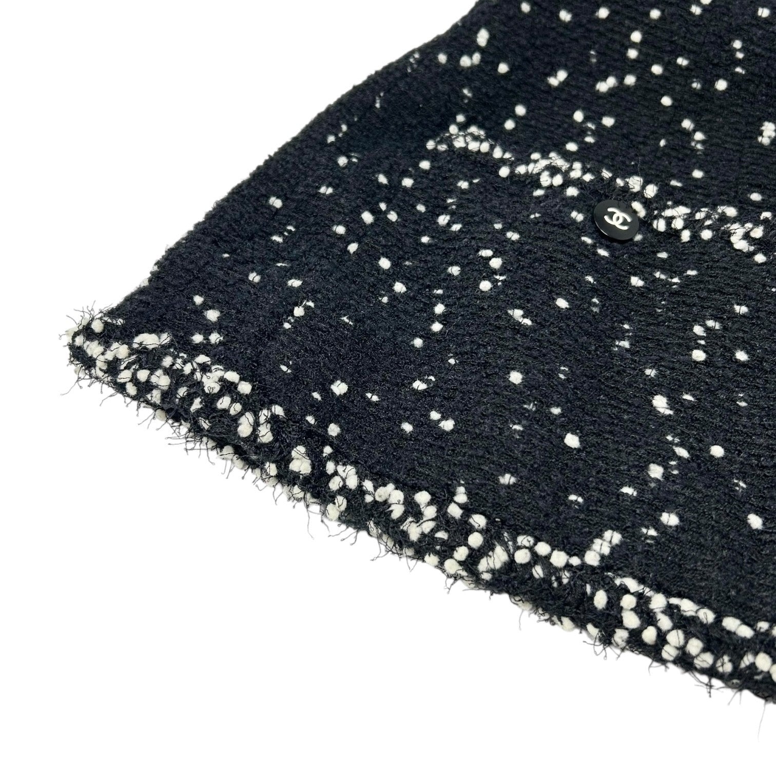 CHANEL Vintage 95A CC Logo Tweed Jacket Blazer #40 Black Wool Long Sleeve