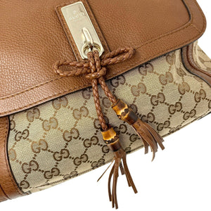 GUCCI Vintage GG Monogram Logo 2way Crossbody Shoulder Bag Beige Brown Canvas