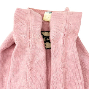 CHANEL Vintage 95A CC Logo Camellia Knit Sweater Top #42 Pink Cream Cashmere