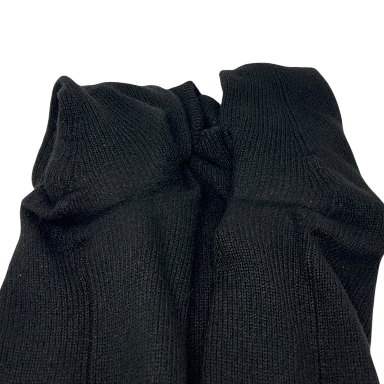 CHANEL Vintage Big CC Logo Knit Sweater Turtleneck Top Black White Cashmere