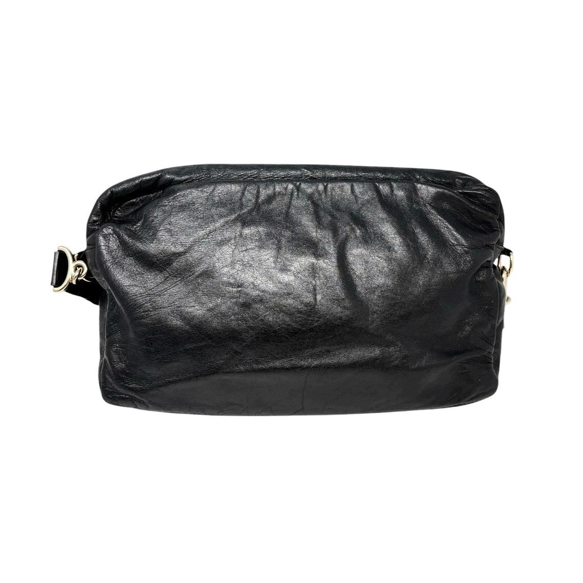 CHANEL Vintage CC Logo Crossbody Bag Lambskin Jersey Scales Leather Black Gold