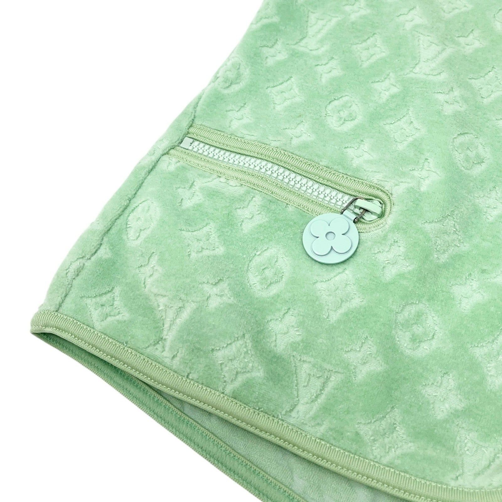 LOUIS VUITTON Vintage LV Monogram Zipped Jacket #40 Light Green Cotton Velour
