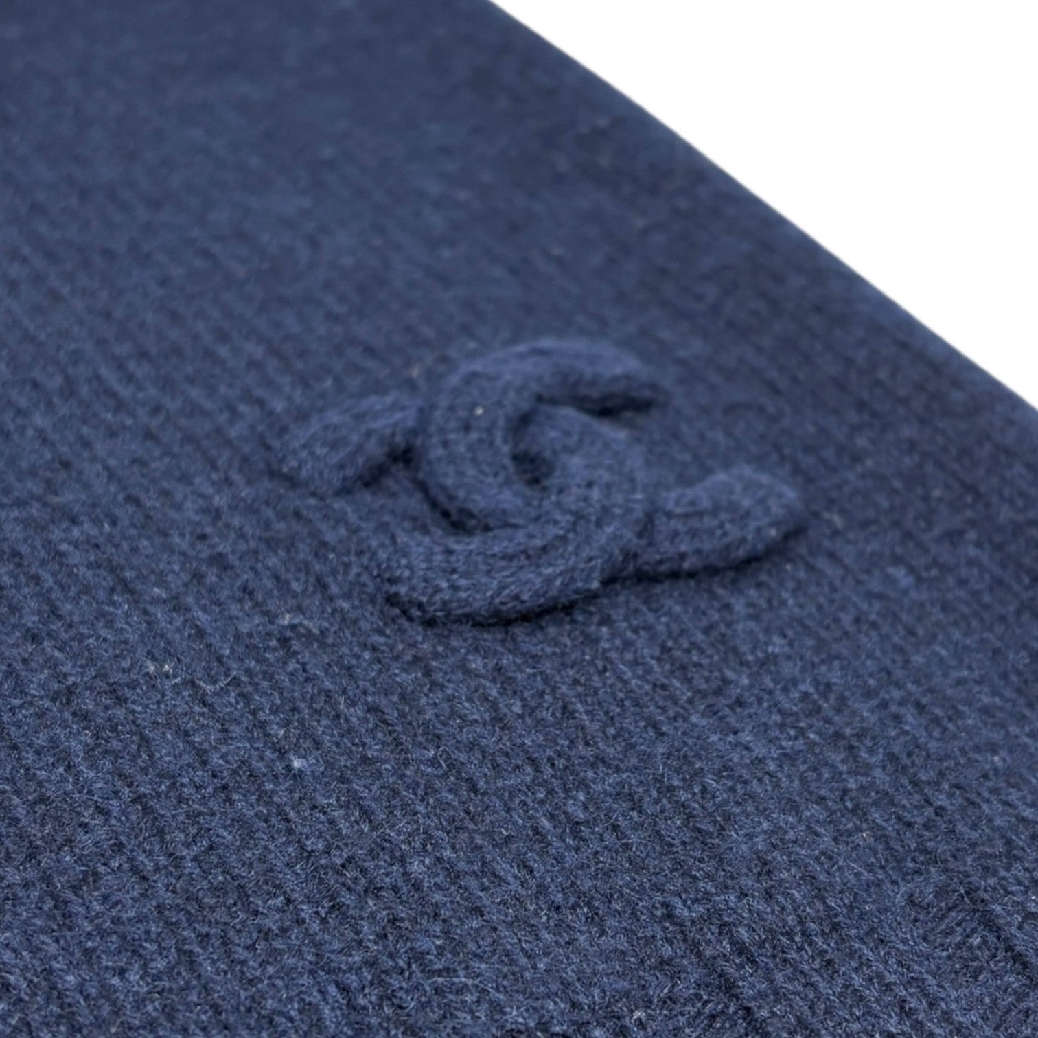 CHANEL Vintage P44576 CC Mark Logo Cashmere Knit Sweater Top #36 Dark Blue Navy