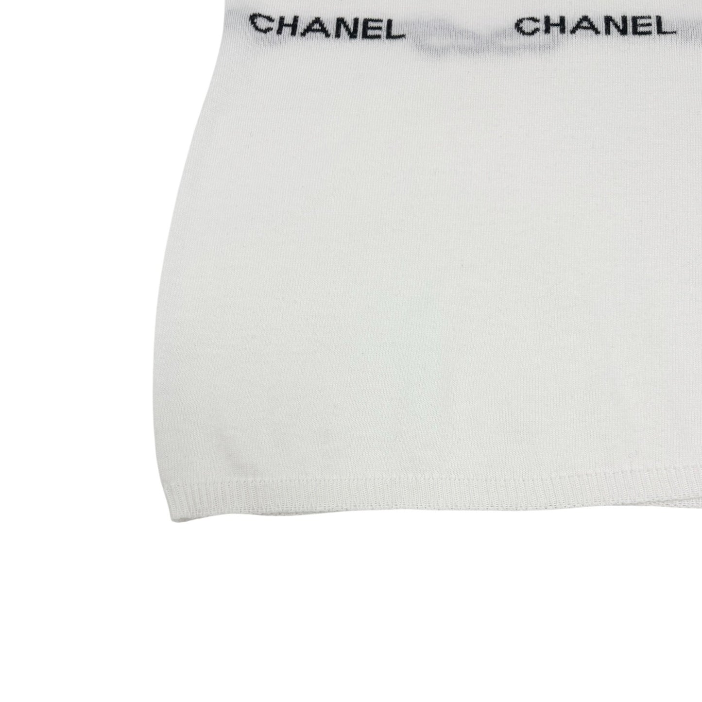CHANEL Vintage 04P CC T-Shirt Top #38 Short Sleeve White Black Cotton 902579