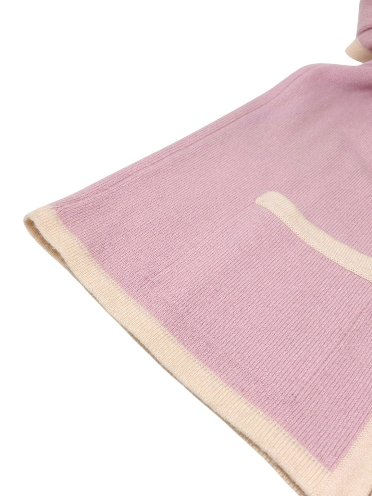 CHANEL Vintage 96C Long Cardigan #42 Knit Sweater Button Pink Cream Cashmere