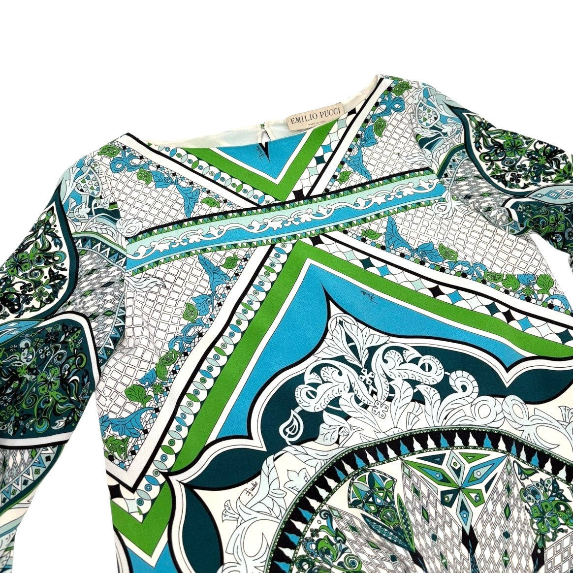 Emilio Pucci Vintage Logo Dress One-Piece #34 Multicolor Blue