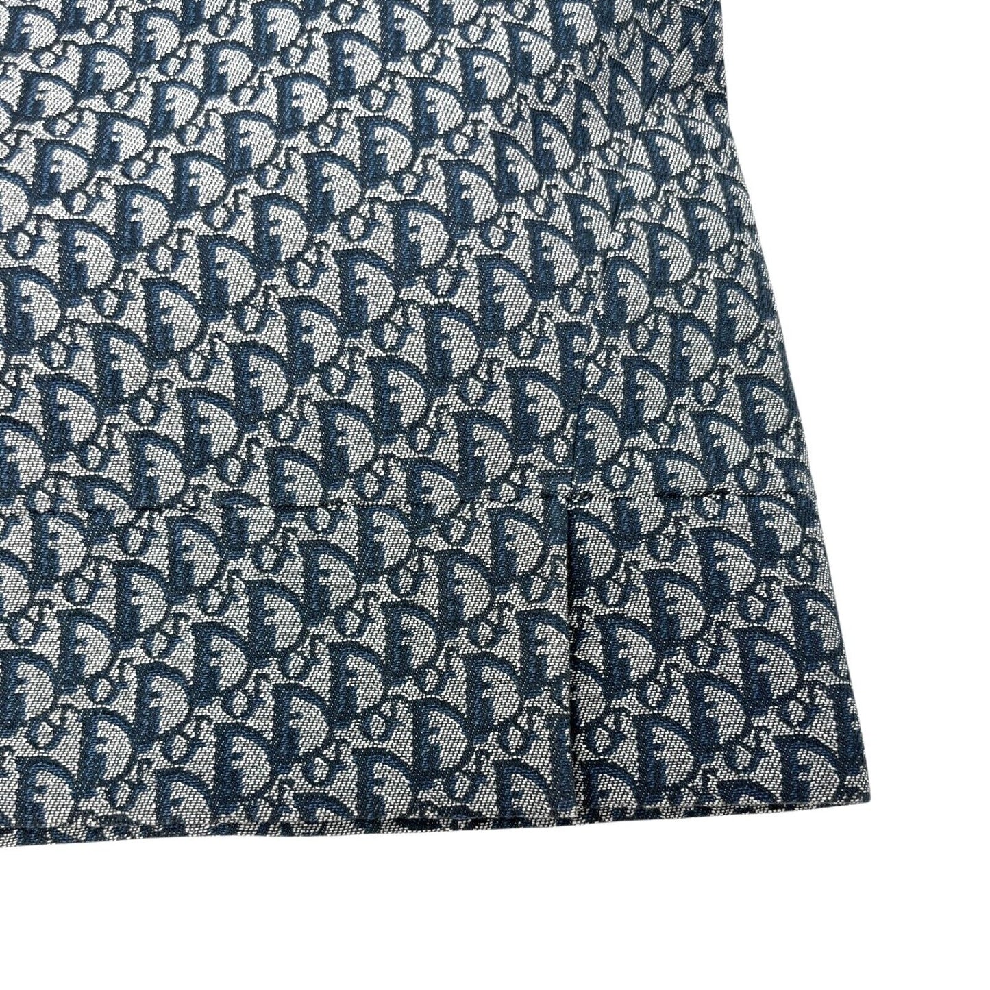 Christian Dior Vintage 2000 Trotter Monogram Logo Dress #38 Blue Gray Cotton