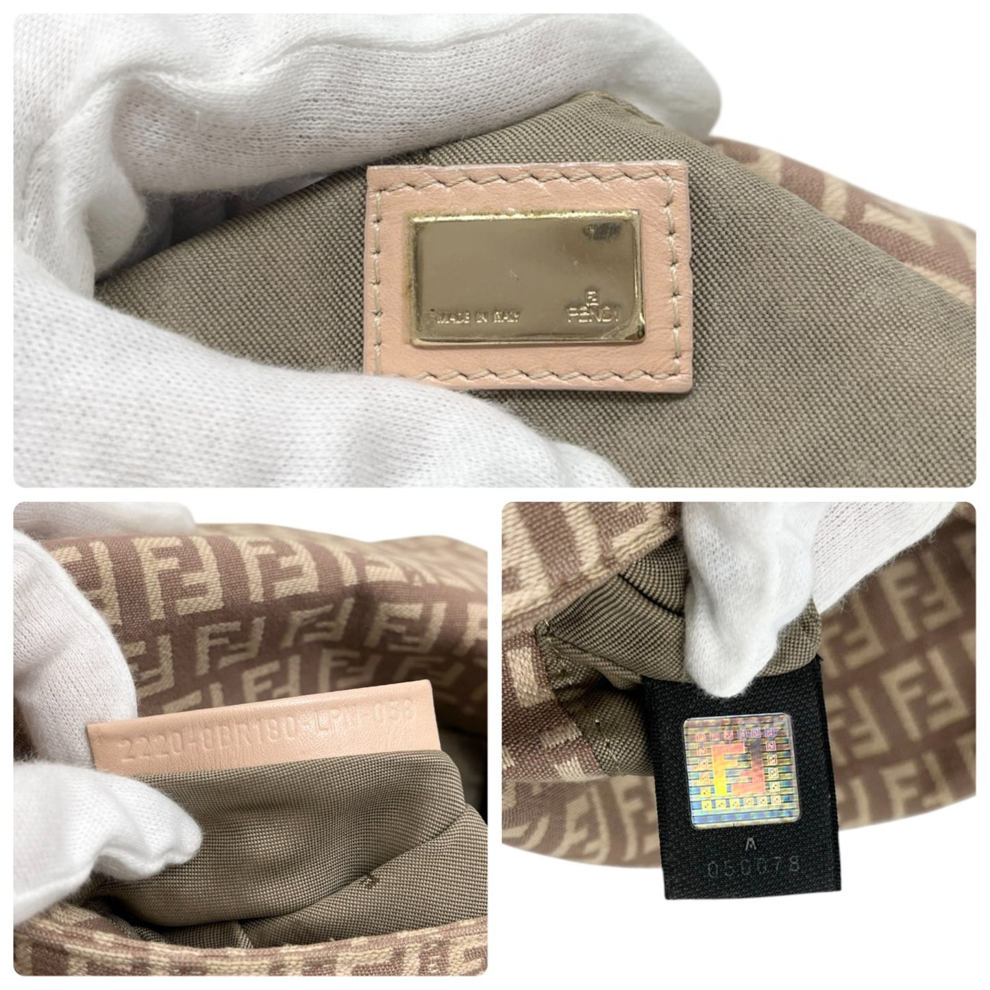 FENDI Vintage Zucchino Mamma Baguette Canvas Shoulder Bag Pink Leather 902589