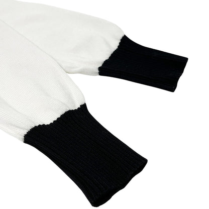 CHANEL Vintage CC Logo Button Cardigan Sweater Top #34 White Black 106908