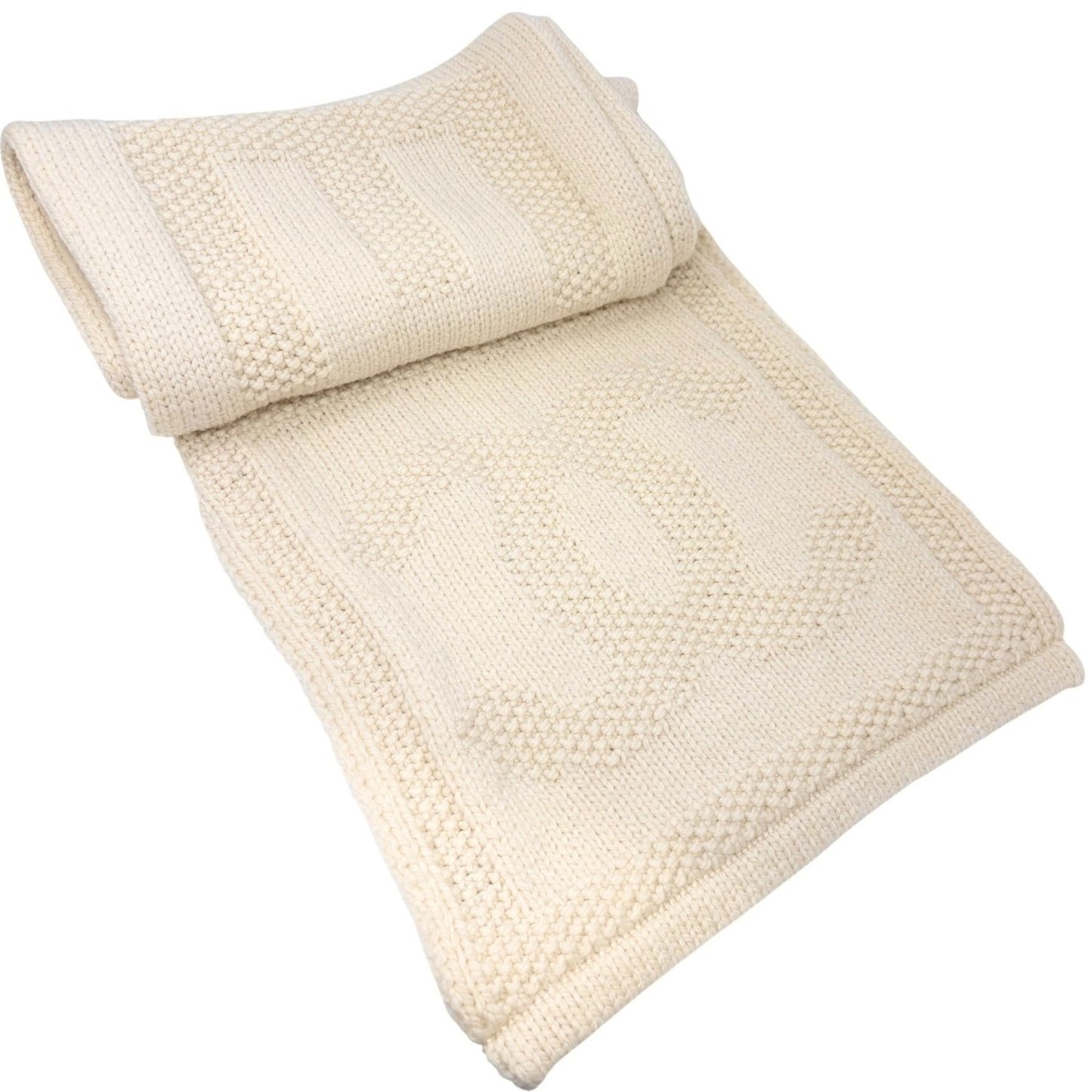 CHANEL Vintage CC Logo Knit Scarf Wrap Accessory Cream Wool Stitch