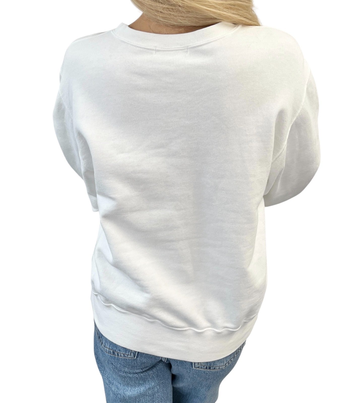 Yves Saint Laurent Vintage YSL Logo Sweatshirt Top #M White Cotton Long Sleeve