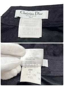 Christian Dior Vintage Logo Asymmetry Skirt #36 Snap Purple Black Wool Rank AB