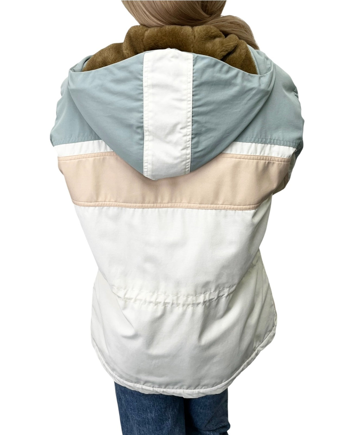 CHANEL Sport Vintage 01A CC Logo Puffer Ski Jacket Coat #38 Beige Blue 902810
