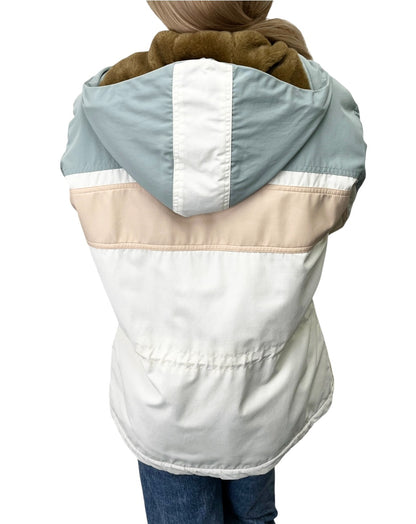 CHANEL Sport Vintage 01A CC Logo Puffer Ski Jacket Coat #38 Beige Blue 902810